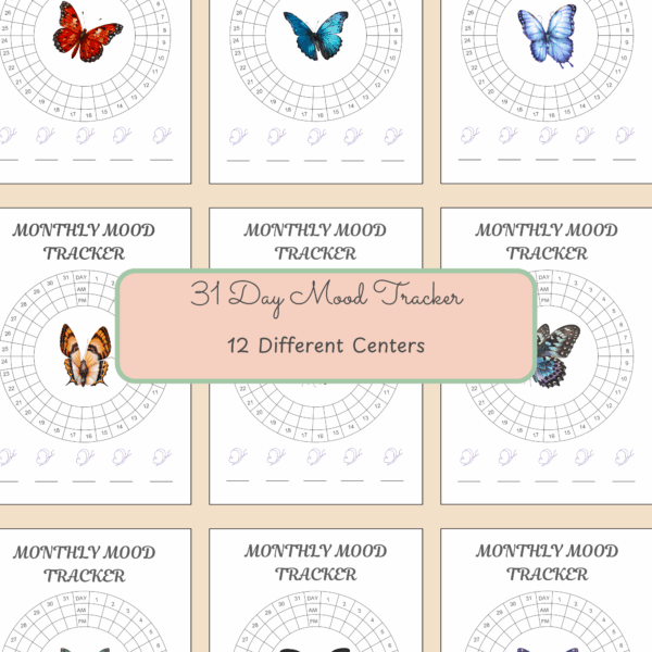 Butterfly Mood Tracker Printable | AM & PM Monthly Journal PDF - Image 3