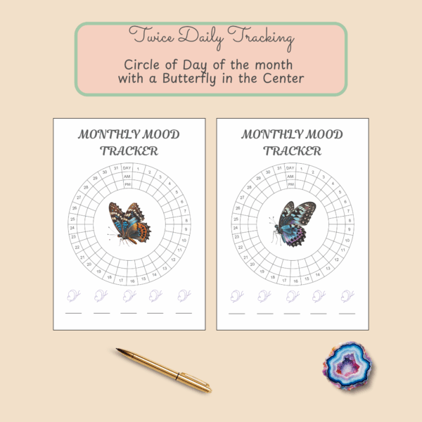 Butterfly Mood Tracker Printable | AM & PM Monthly Journal PDF - Image 4