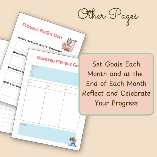 Funny Granny Winter Fitness Planner | Printable Health & Wellness Tracker - Image 5