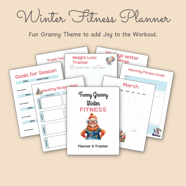 Funny Granny Winter Fitness Planner | Printable Health & Wellness Tracker - Image 7