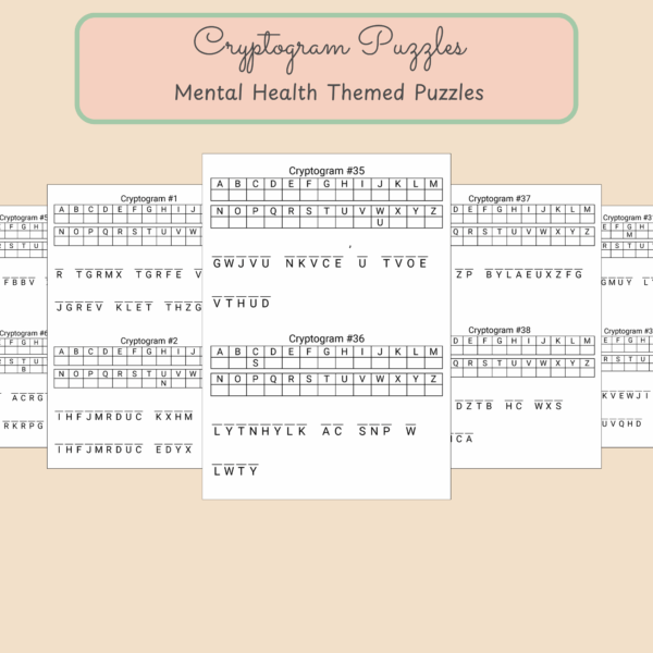 Cryptogram Puzzle Book Volume 1 – 150 Mental Health Cryptogram Puzzles - Image 2