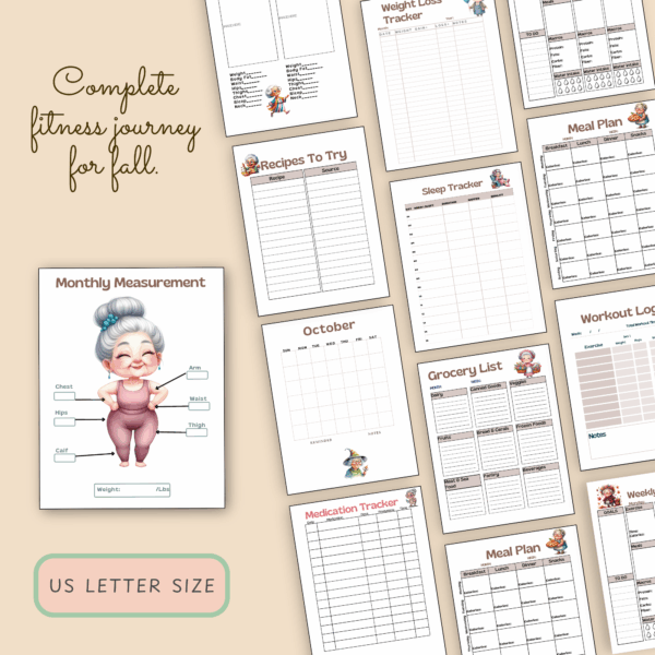 Funny Granny Fall Fitness Planner – Printable Health & Wellness Tracker - Image 7