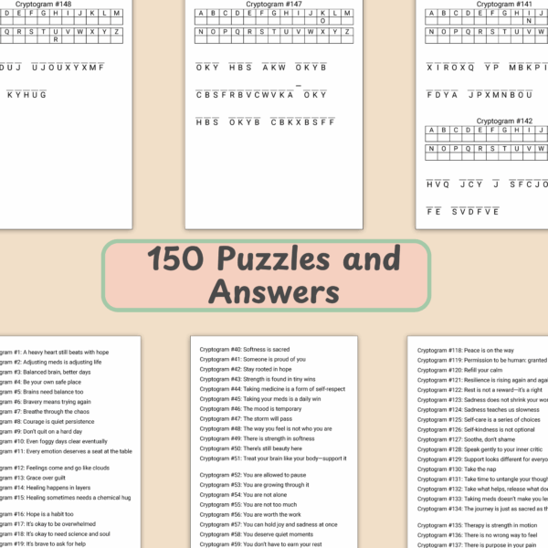 Cryptogram Puzzle Book Volume 1 – 150 Mental Health Cryptogram Puzzles - Image 5