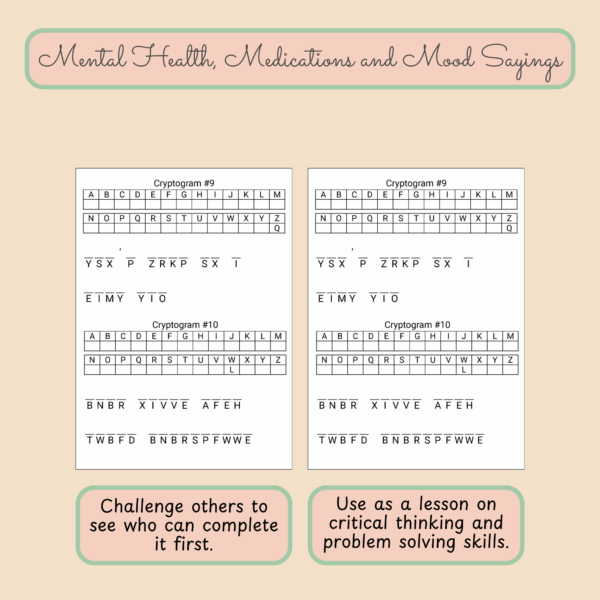 Cryptogram Puzzle Book Volume 1 – 150 Mental Health Cryptogram Puzzles - Image 7