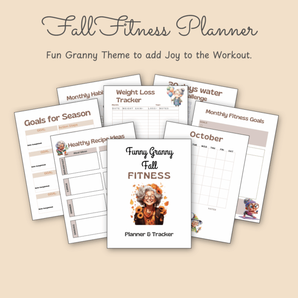 Funny Granny Fall Fitness Planner – Printable Health & Wellness Tracker - Image 12