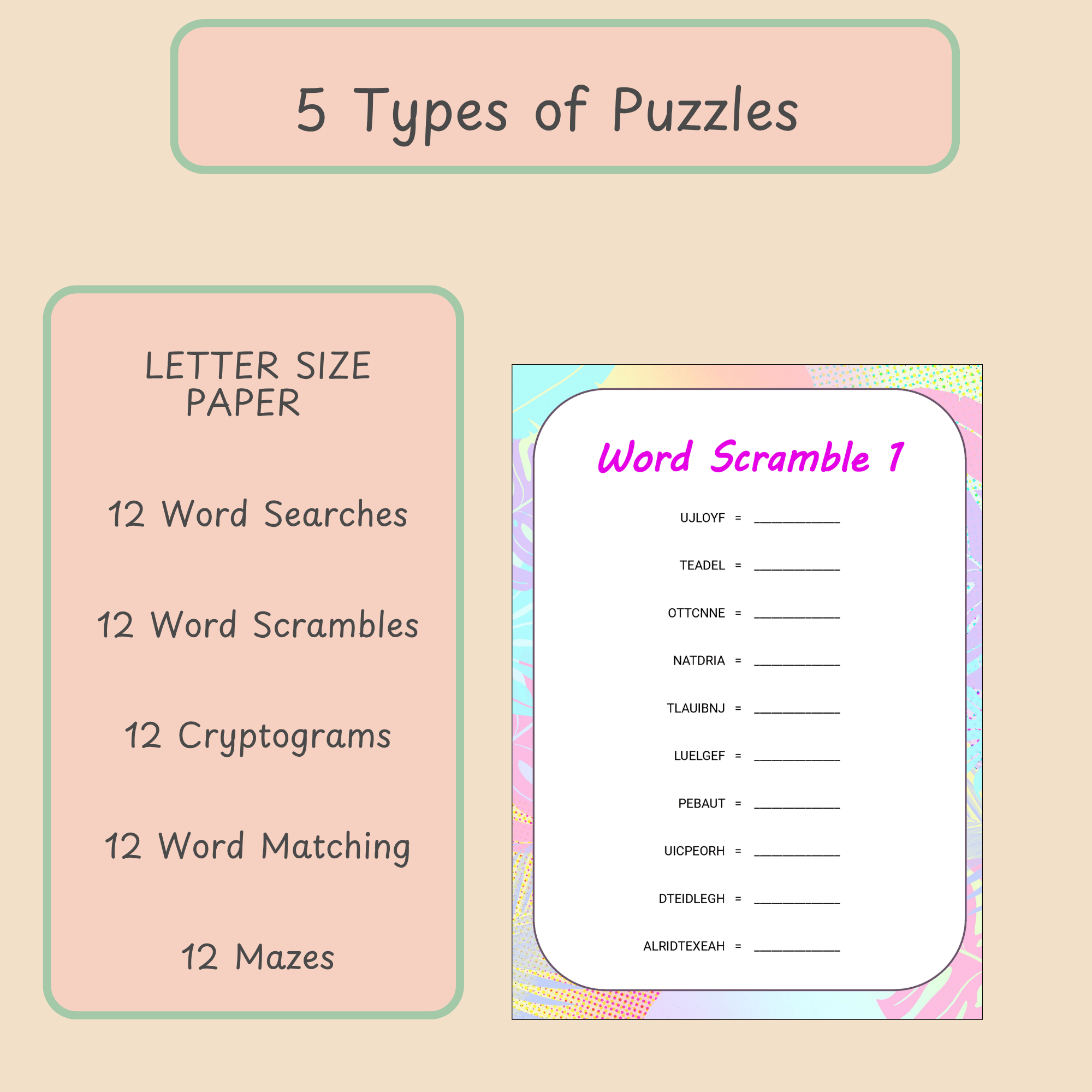 Mood Themed Activity Book Printable PDF | 80 Pages of Puzzles & Games - Image 3