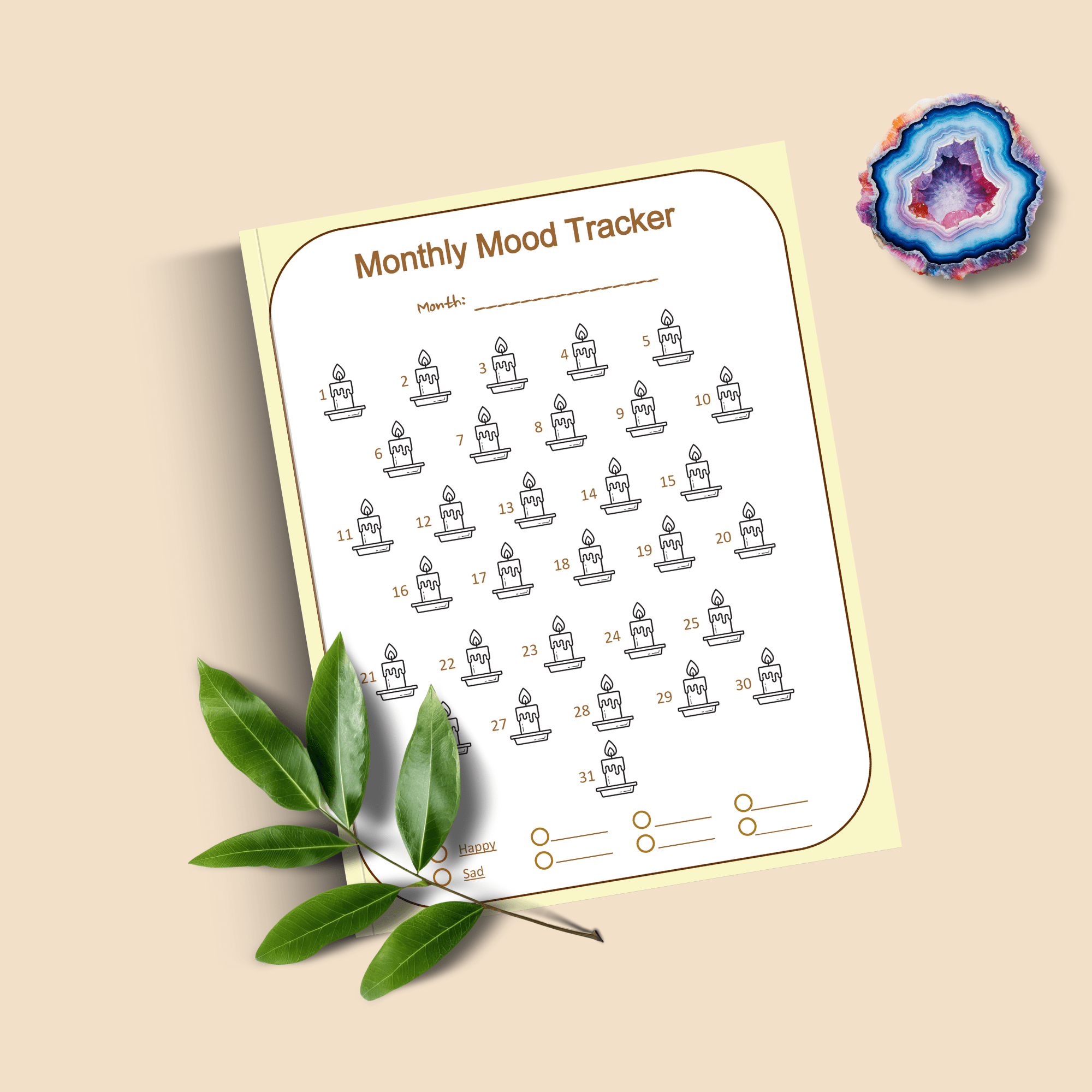 Printable Monthly Mood Tracker – Candle Theme – Letter Size PDF - Image 3