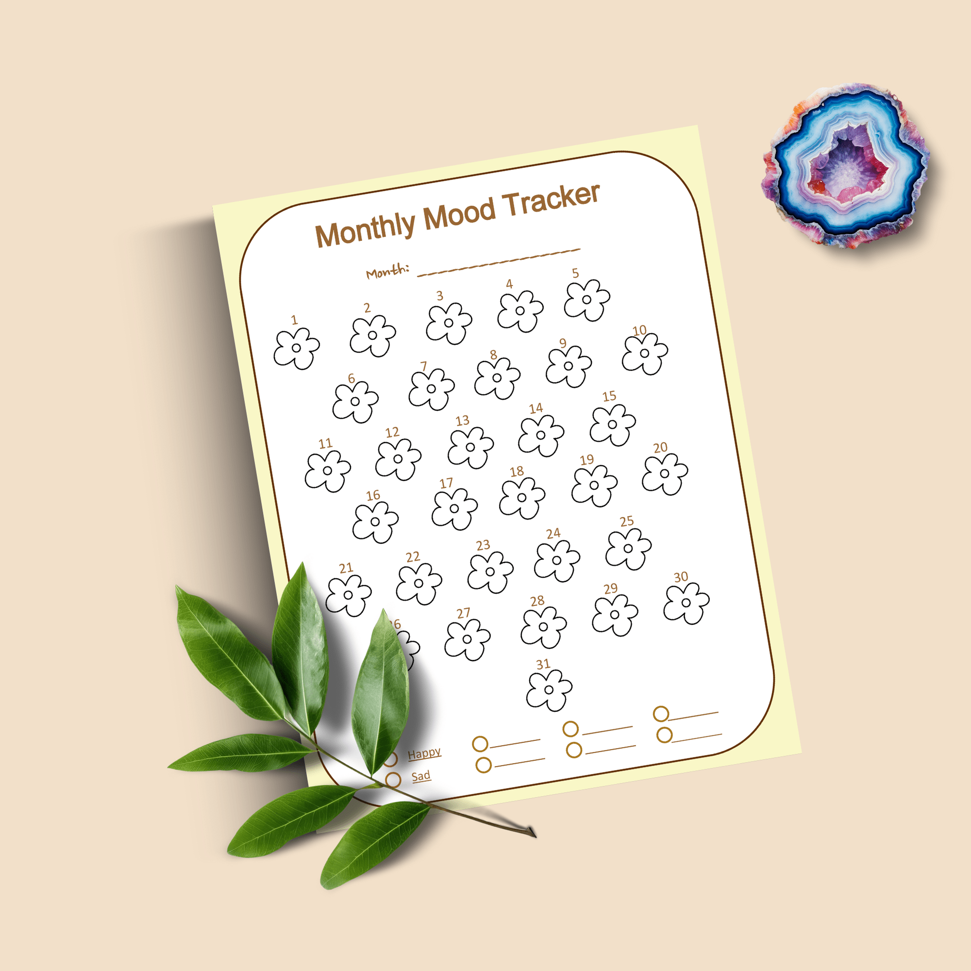 Printable Monthly Mood Tracker – Flowers Theme – Letter Size PDF - Image 6