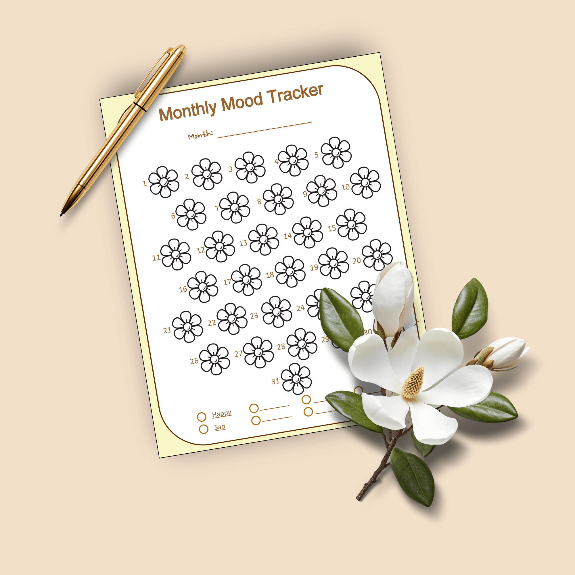 Printable Monthly Mood Tracker – Daisy Theme – Letter Size PDF - Image 5