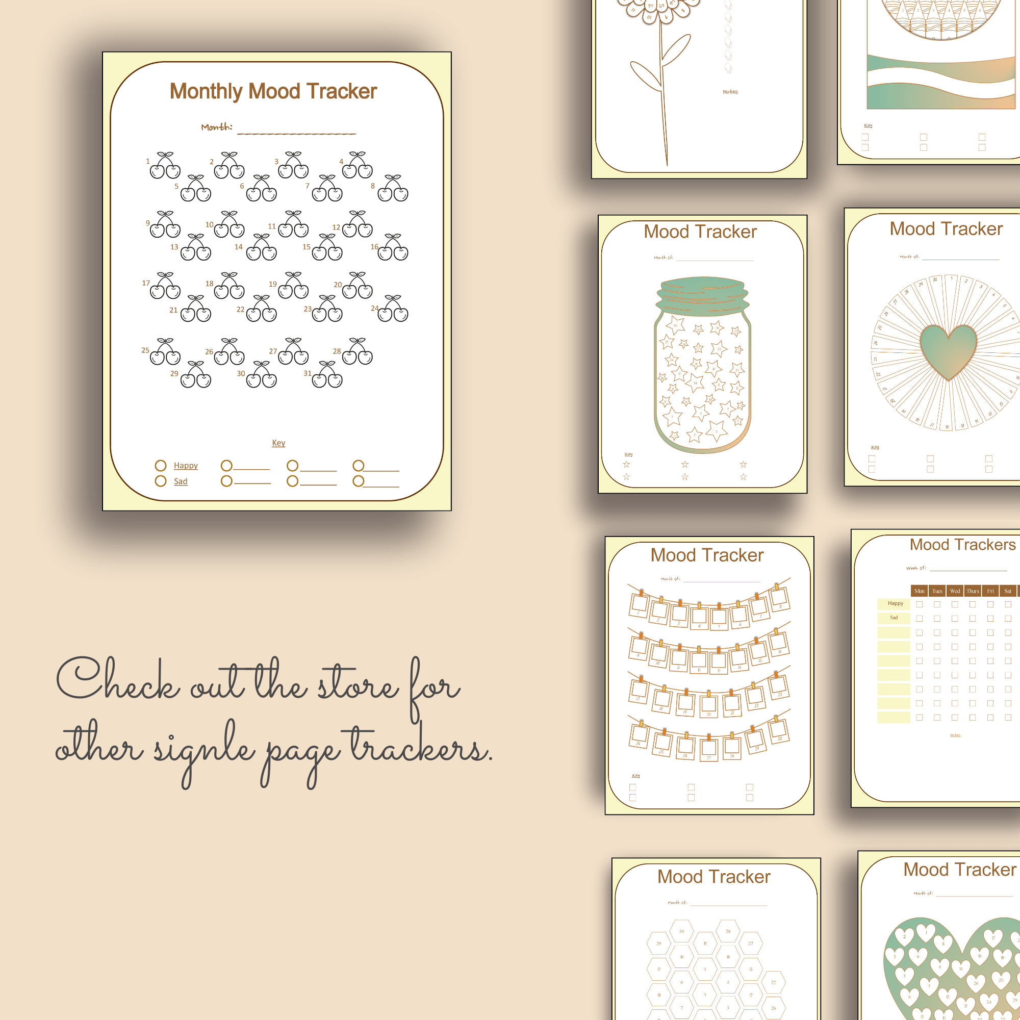 Printable Monthly Mood Tracker – Cherries Theme – Letter Size PDF - Image 6