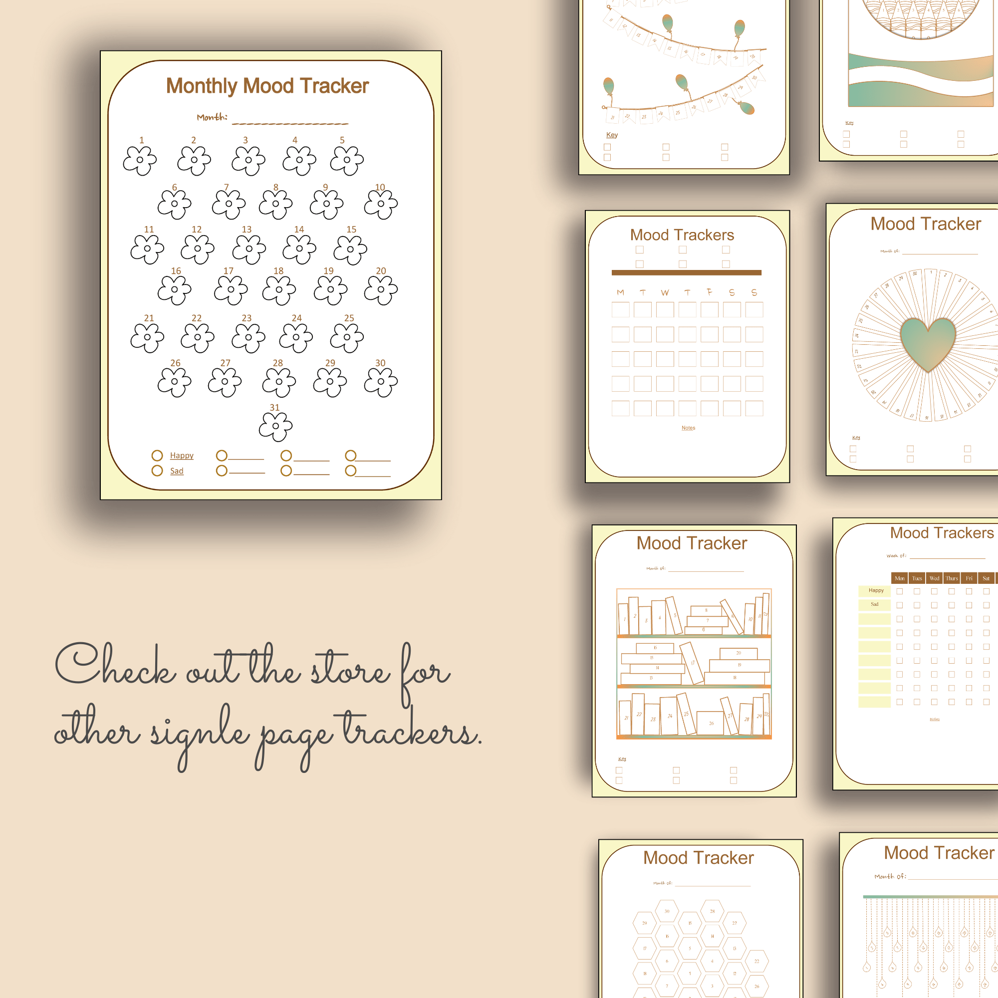 Printable Monthly Mood Tracker – Flowers Theme – Letter Size PDF - Image 4