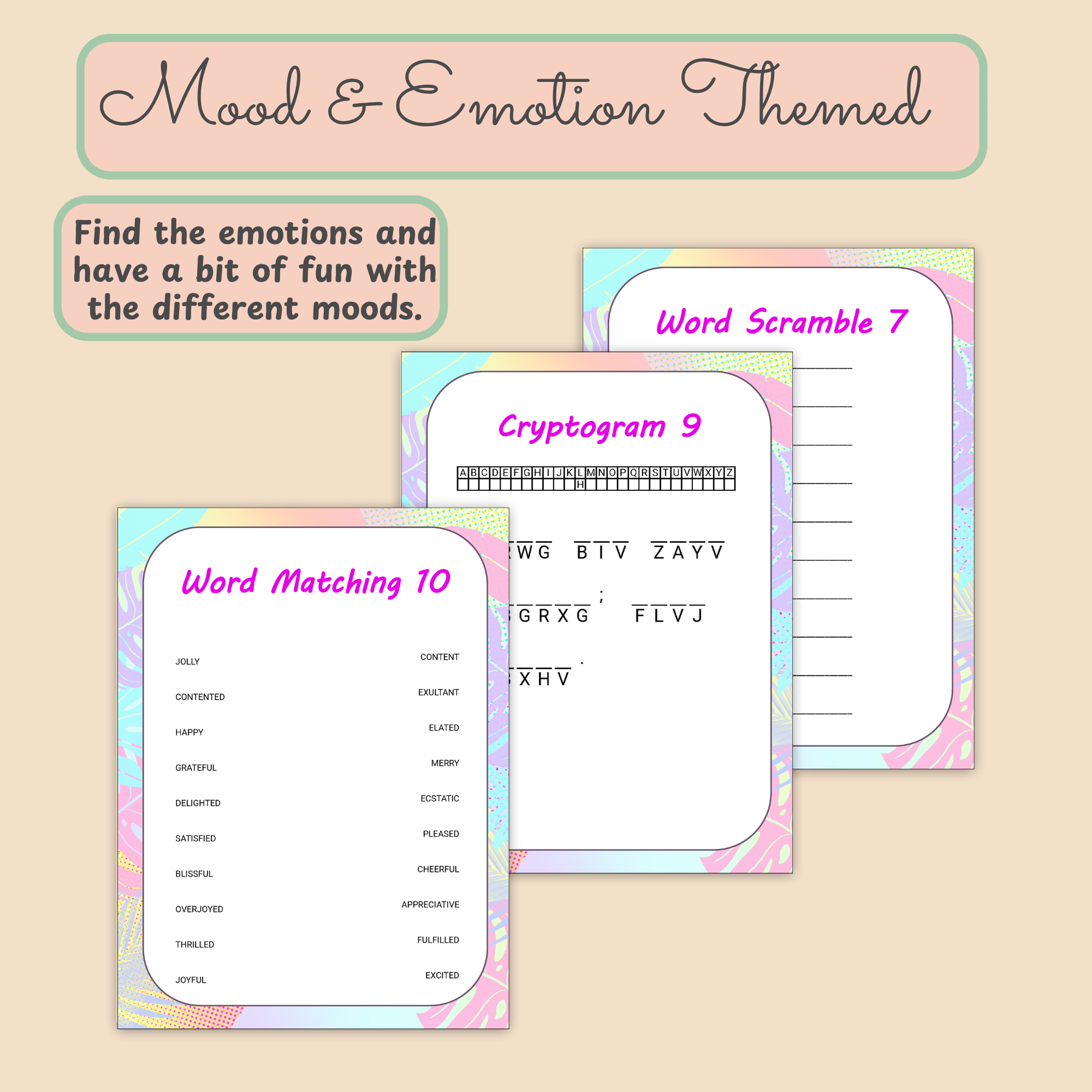Mood Themed Activity Book Printable PDF | 80 Pages of Puzzles & Games - Image 6