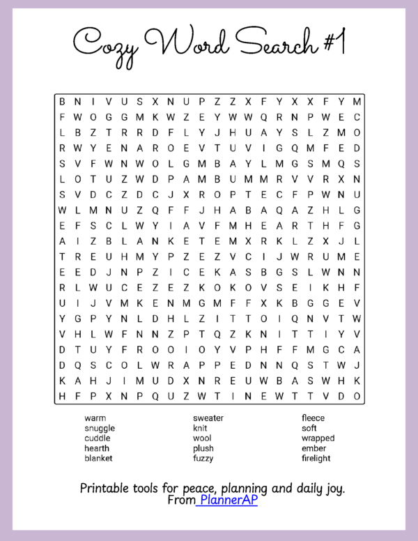 Cozy word Search