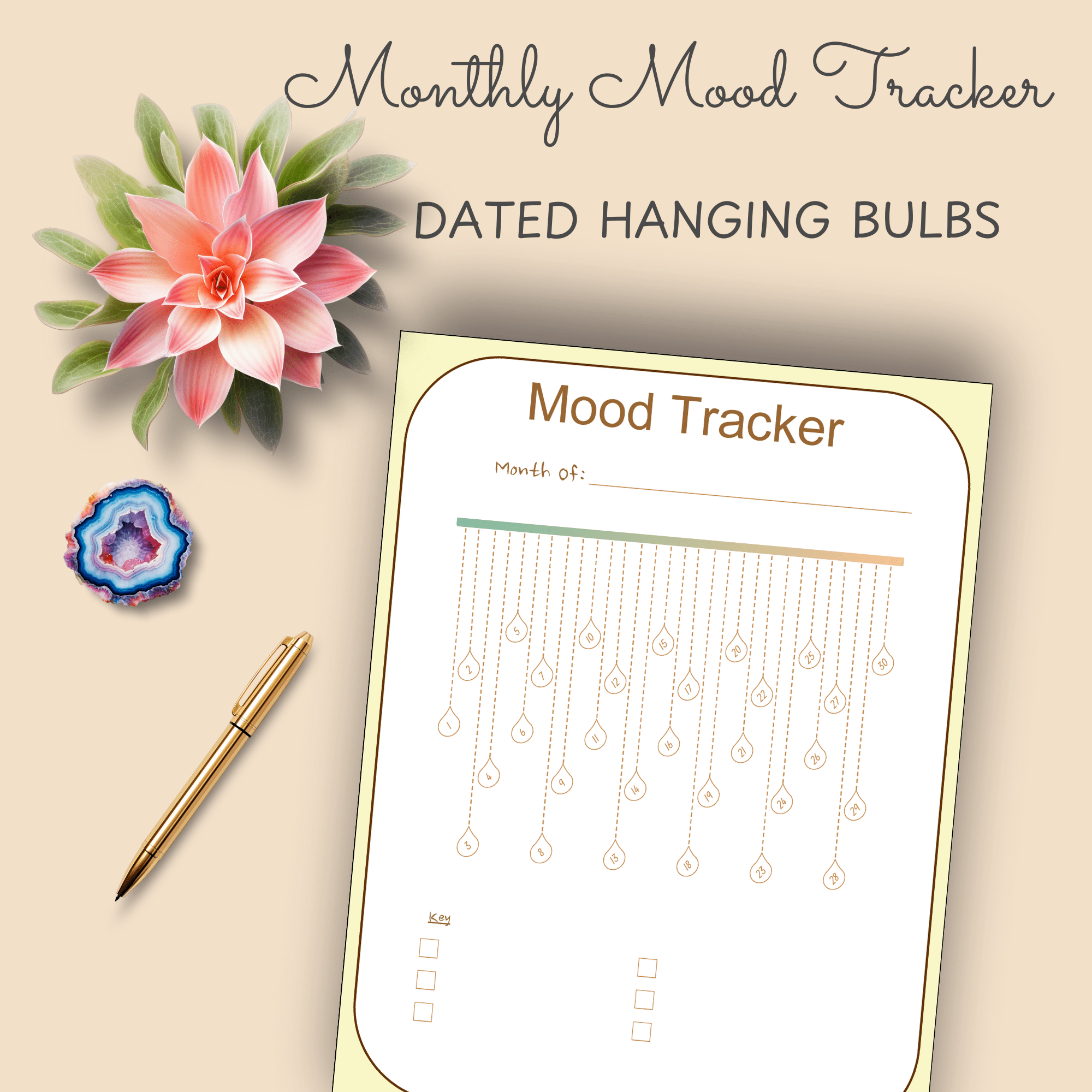 Hanging Bulbs Monthly Mood Tracker
