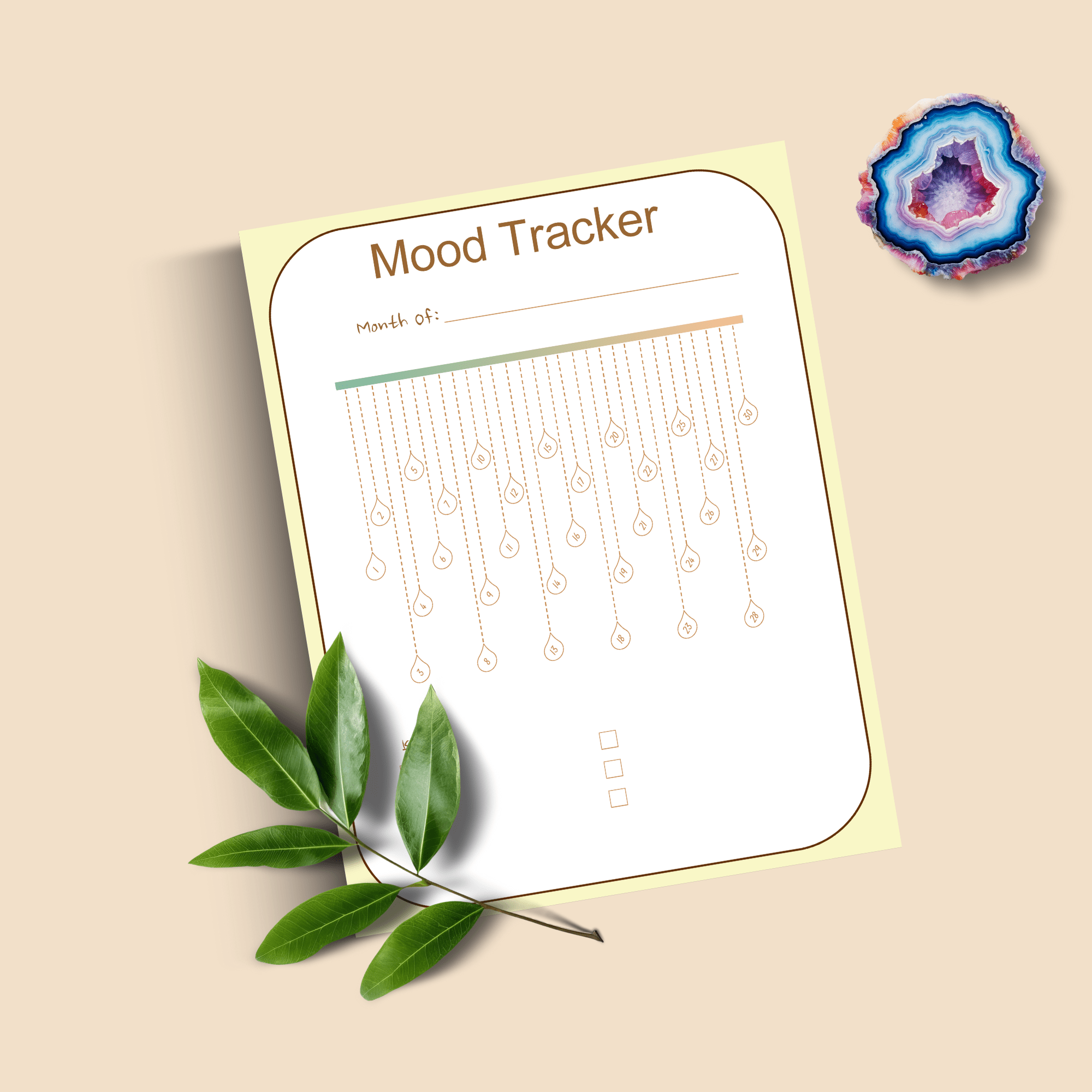 Printable Monthly Mood Tracker – Bulbs Theme – Letter Size PDF - Image 4