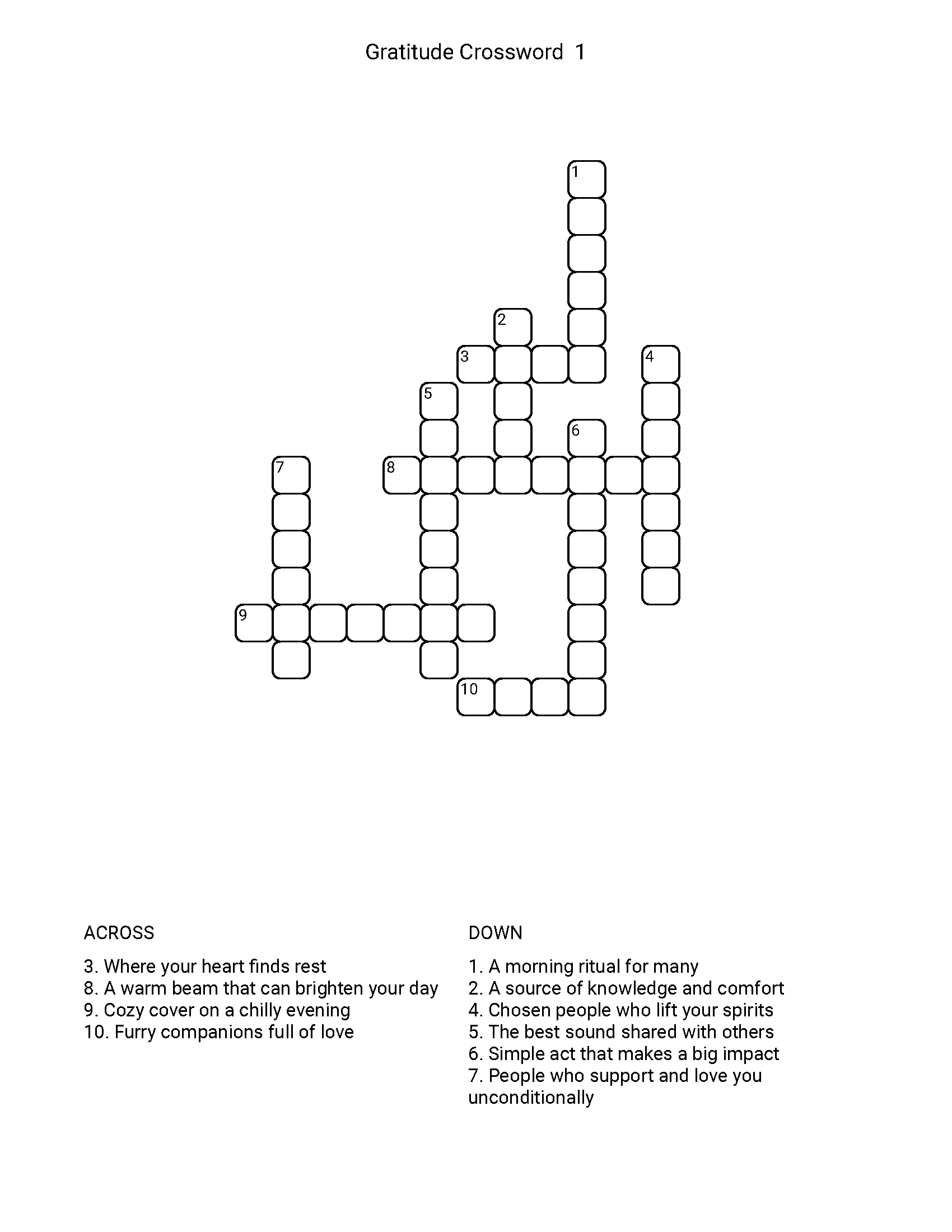 Gratitude Crossword Free Gift