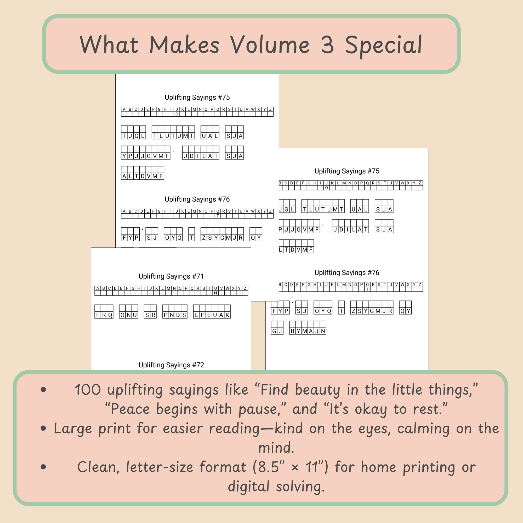 Uplifting Cryptogram Puzzle Book – Volume 3 (Large Print) - Image 2