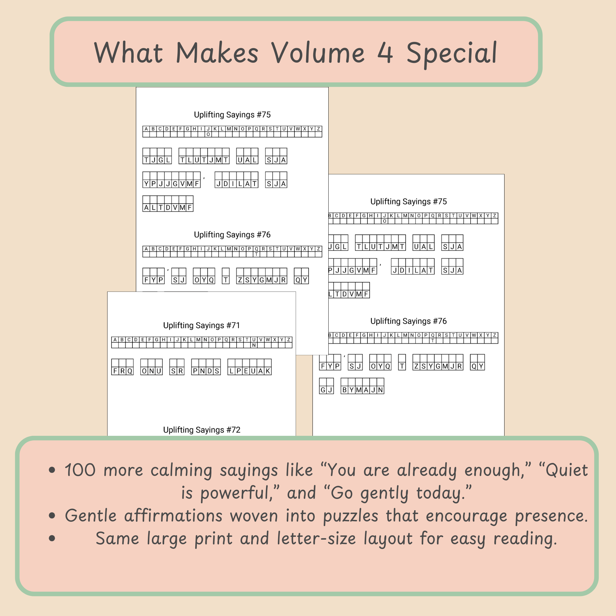 Uplifting Cryptogram Puzzle Book – Volume 4 (Large Print) - Image 2