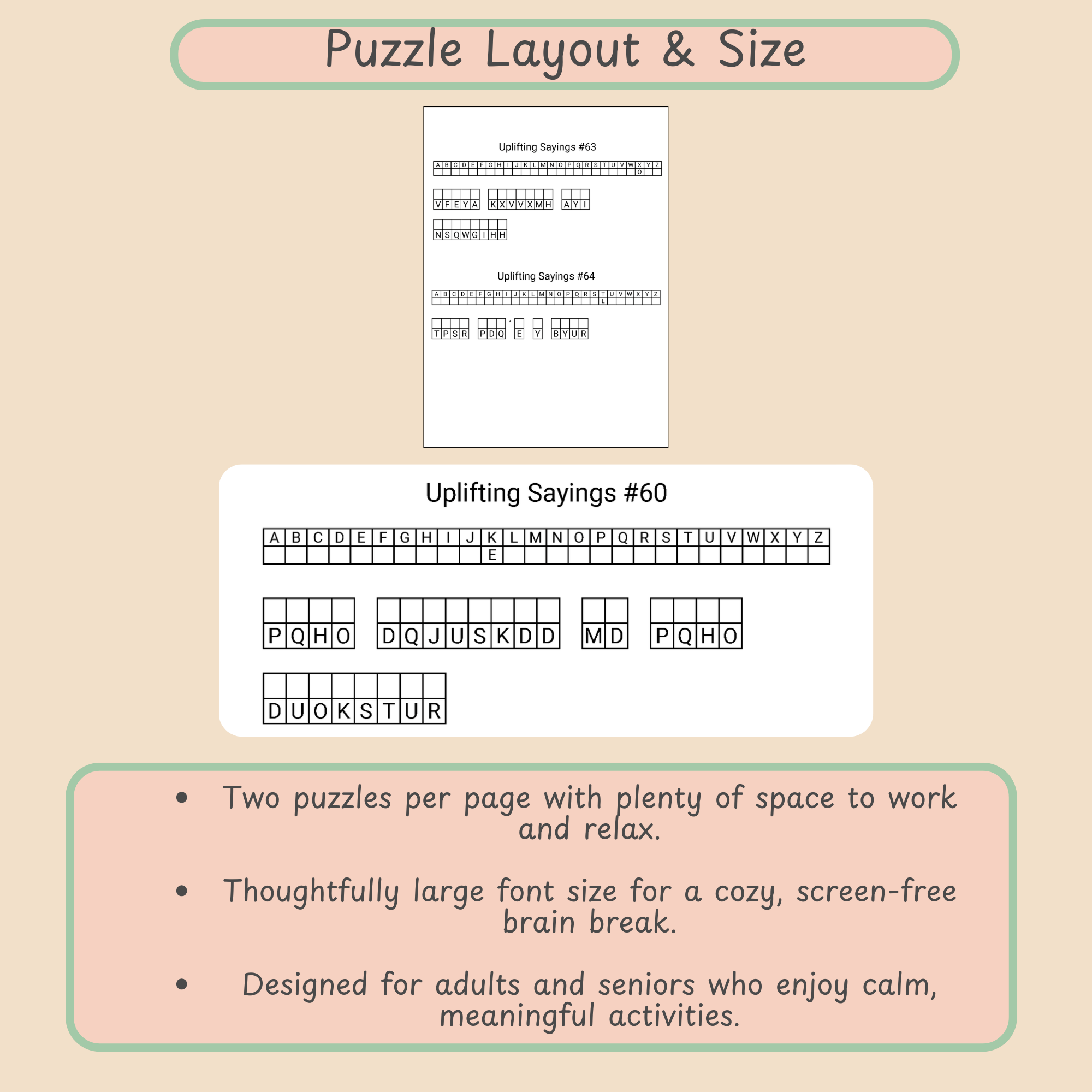 Uplifting Cryptogram Puzzle Book – Volume 3 (Large Print) - Image 3