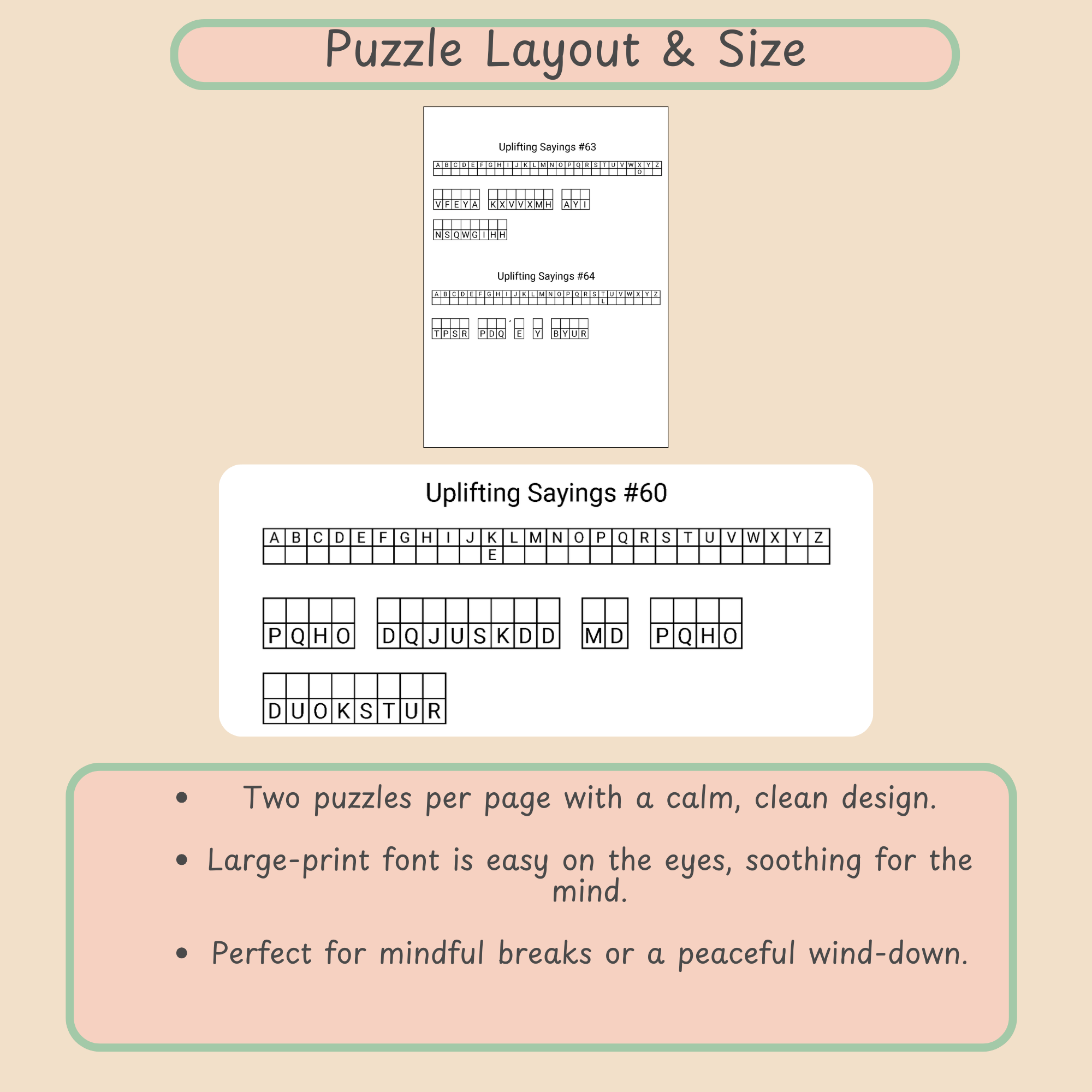Uplifting Cryptogram Puzzle Book – Volume 4 (Large Print) - Image 3