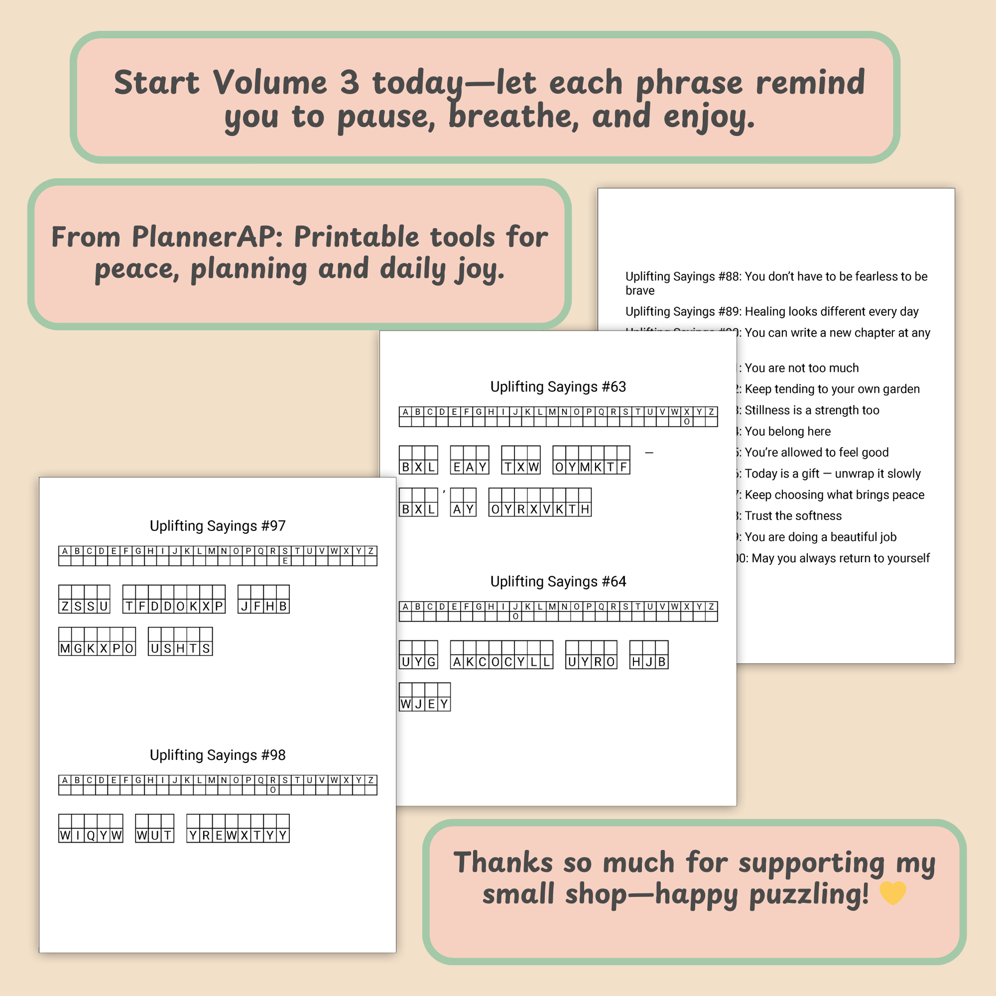 Uplifting Cryptogram Puzzle Book – Volume 3 (Large Print) - Image 7