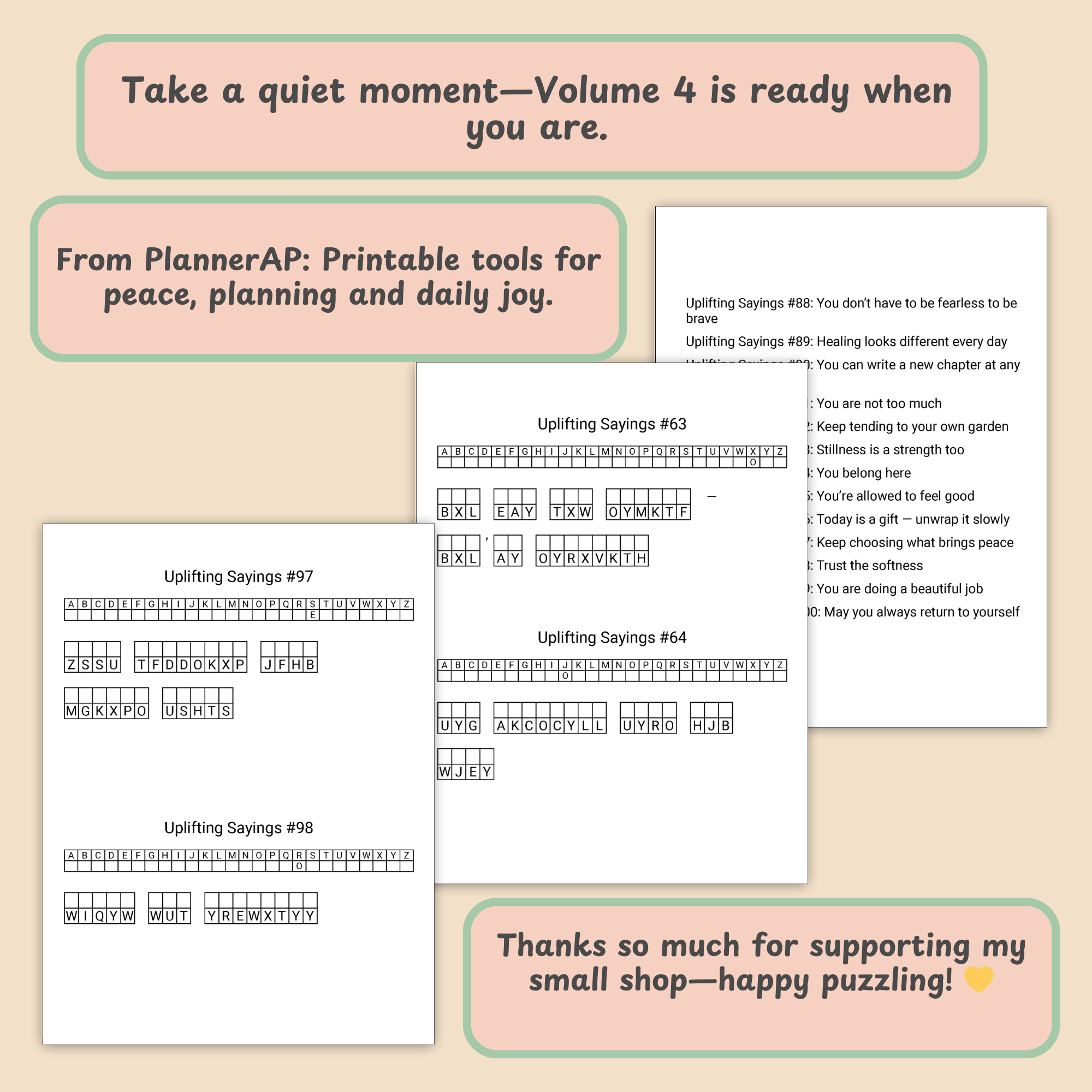 Uplifting Cryptogram Puzzle Book – Volume 4 (Large Print) - Image 7