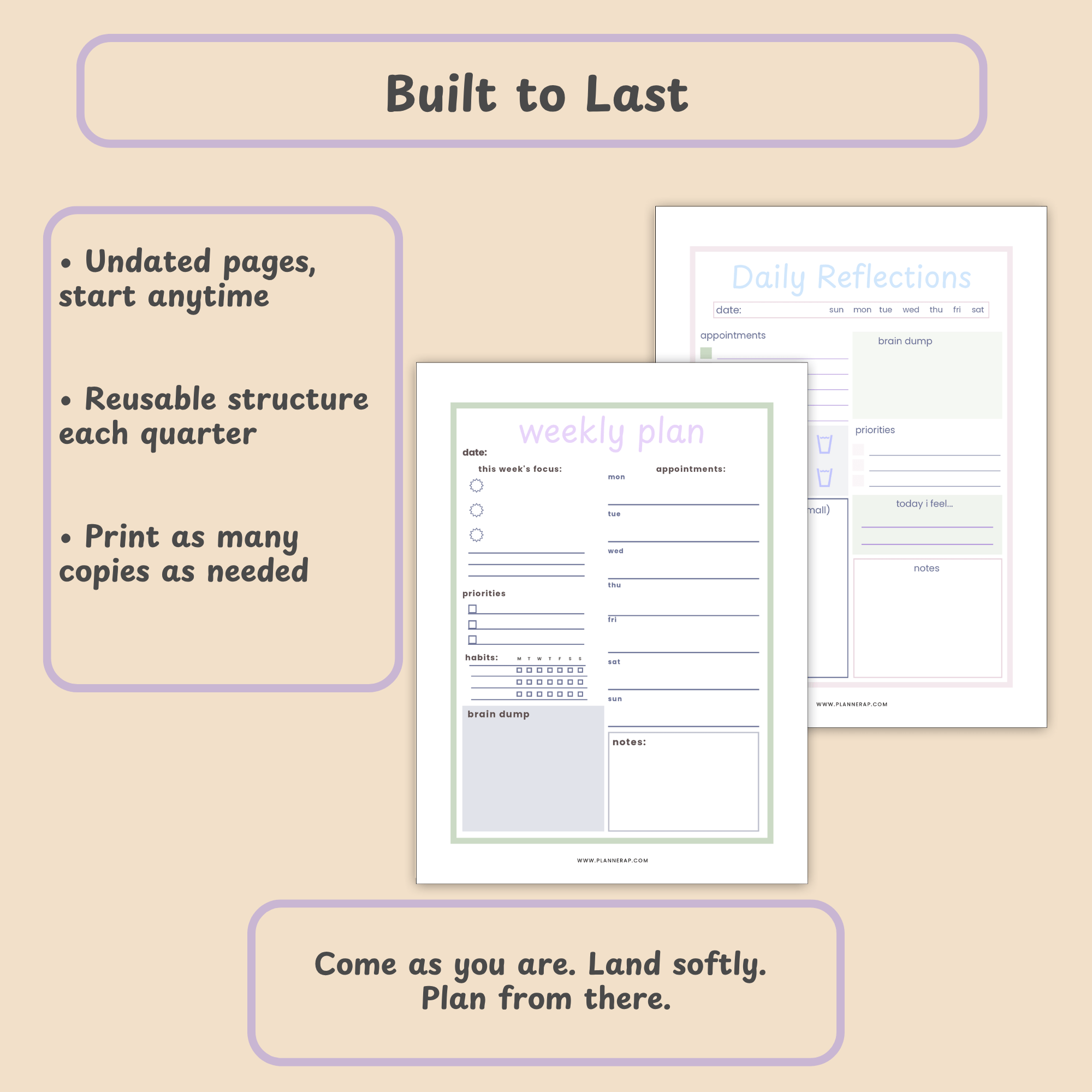 Quarterly Planner Printable PDF Soft Landing System July Aug Sept 2026 - Image 2