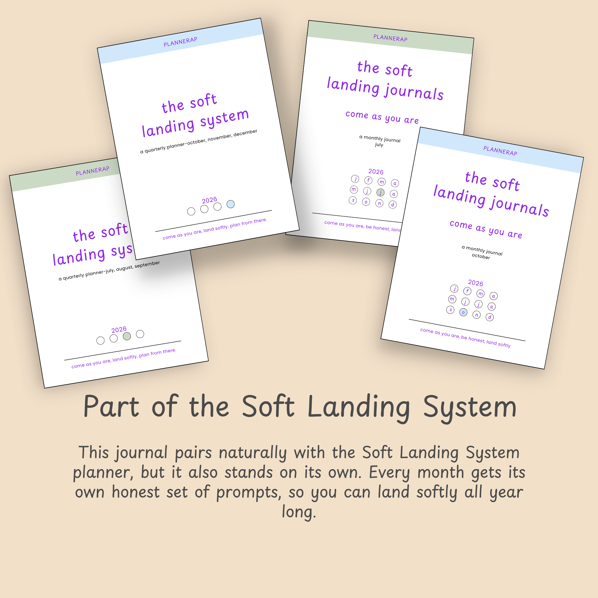 October monthly journal printable displayed beside the Soft Landing System planner as a coordinated set.