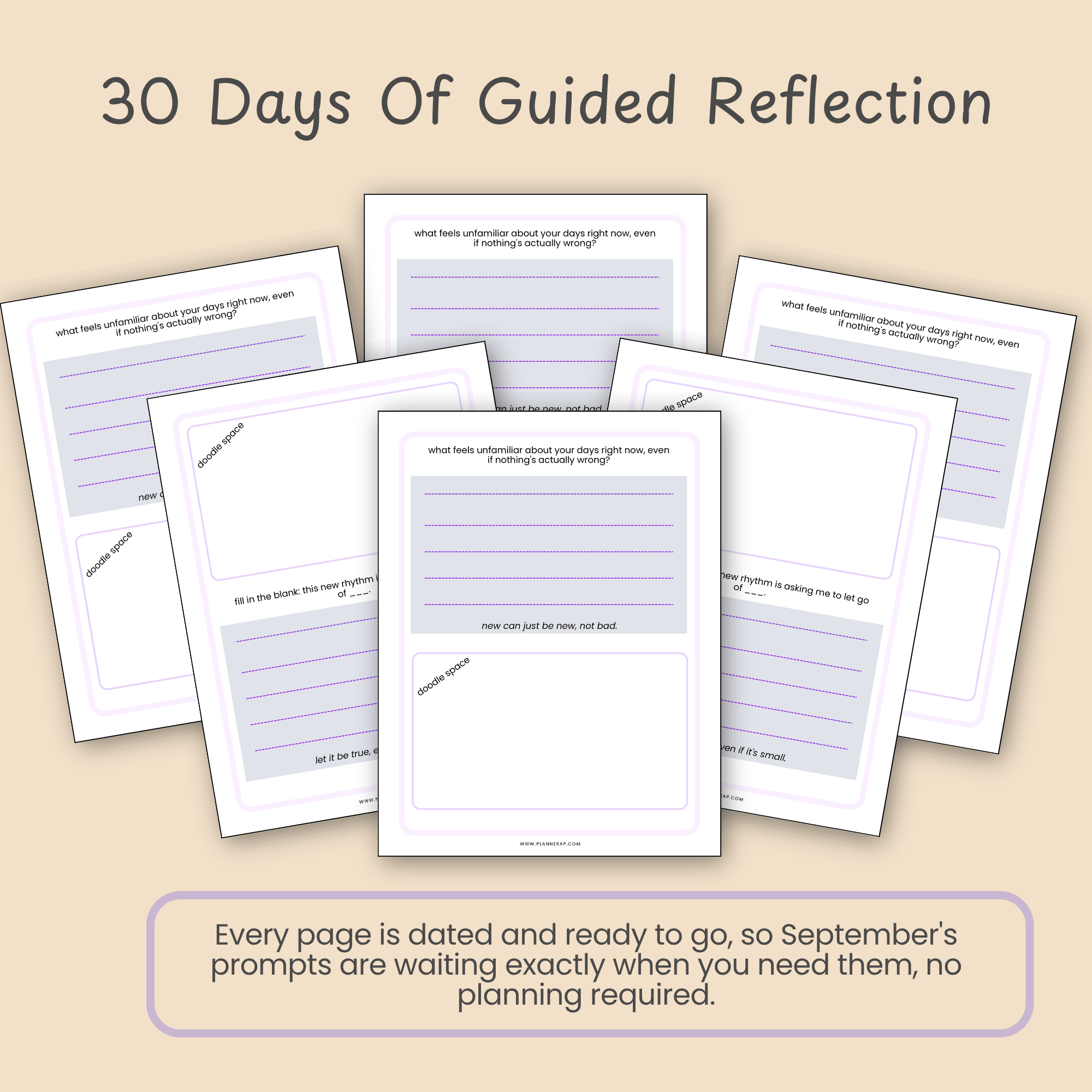 Feature slide highlighting the thirty dated journal pages included in the September printable journal.
