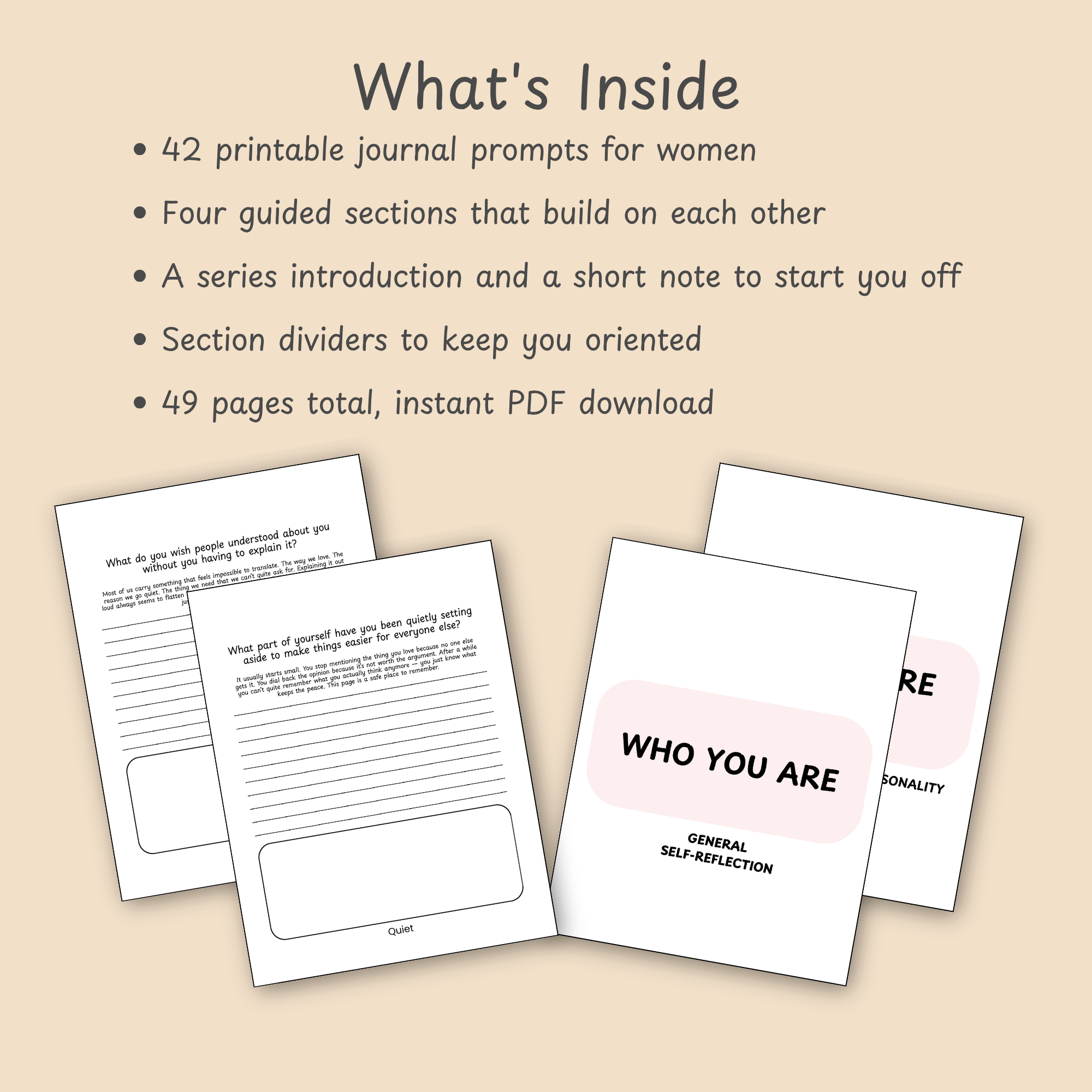 Interior spread of This Is Still You journal showing a prompt page and a section divider page side by side.