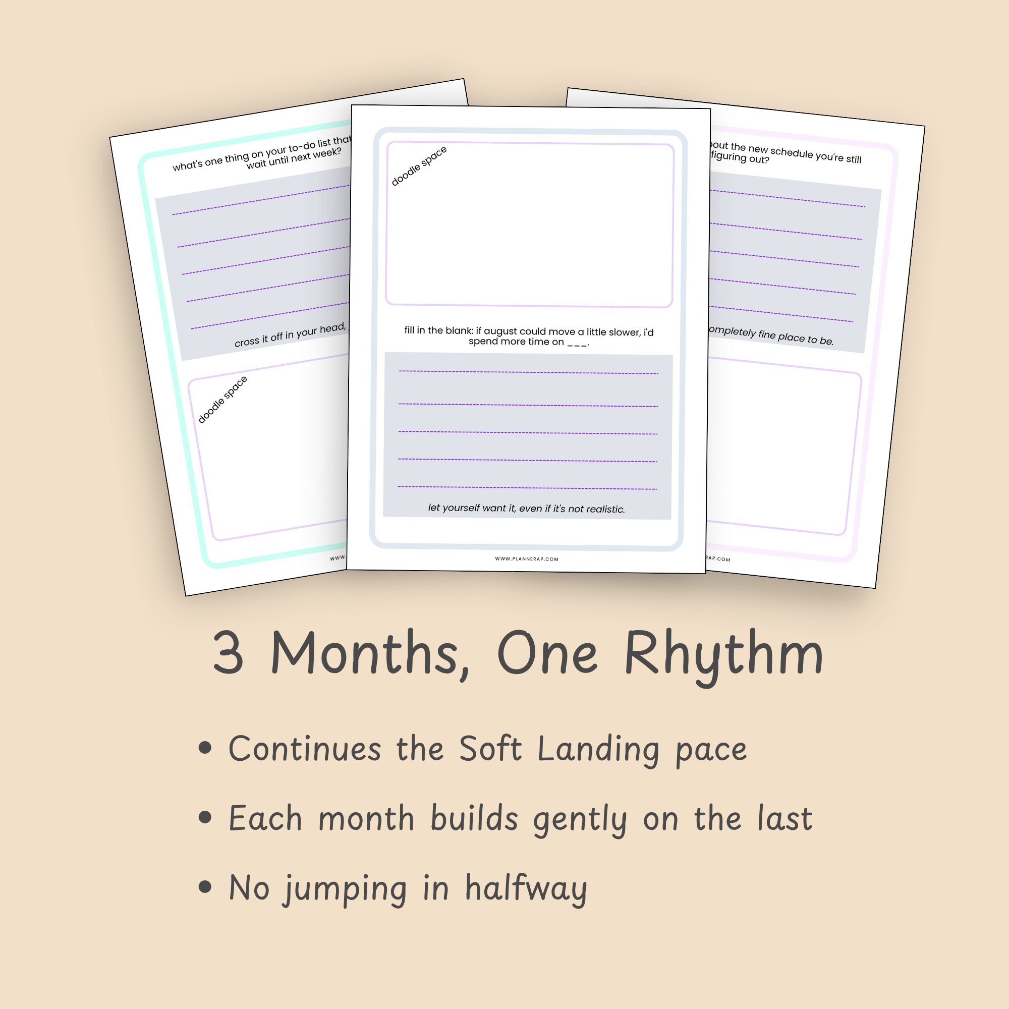 Slide showing how the three Q3 journals build on each other across the quarter.