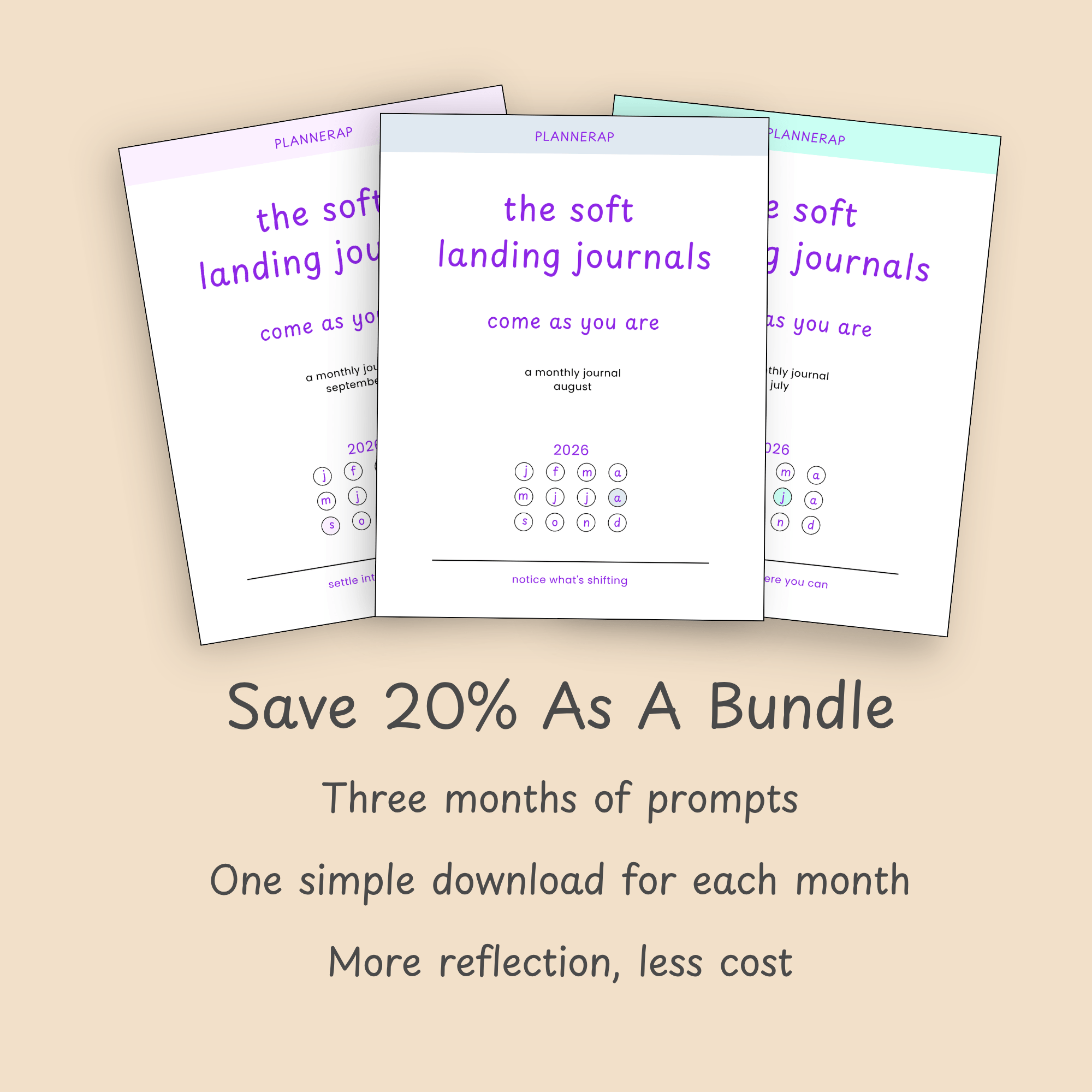 Slide highlighting the 20 percent bundle discount for the Q3 Soft Landing journal set.