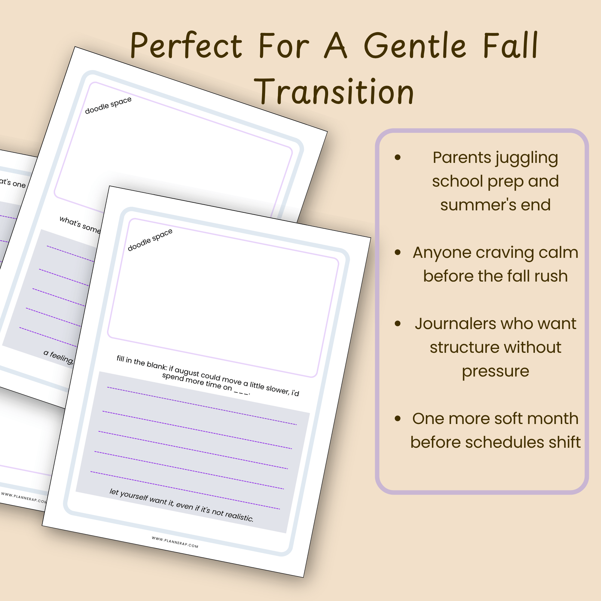 Use-case slide showing the August journal pages, highlighting who the monthly reset journal is designed for.