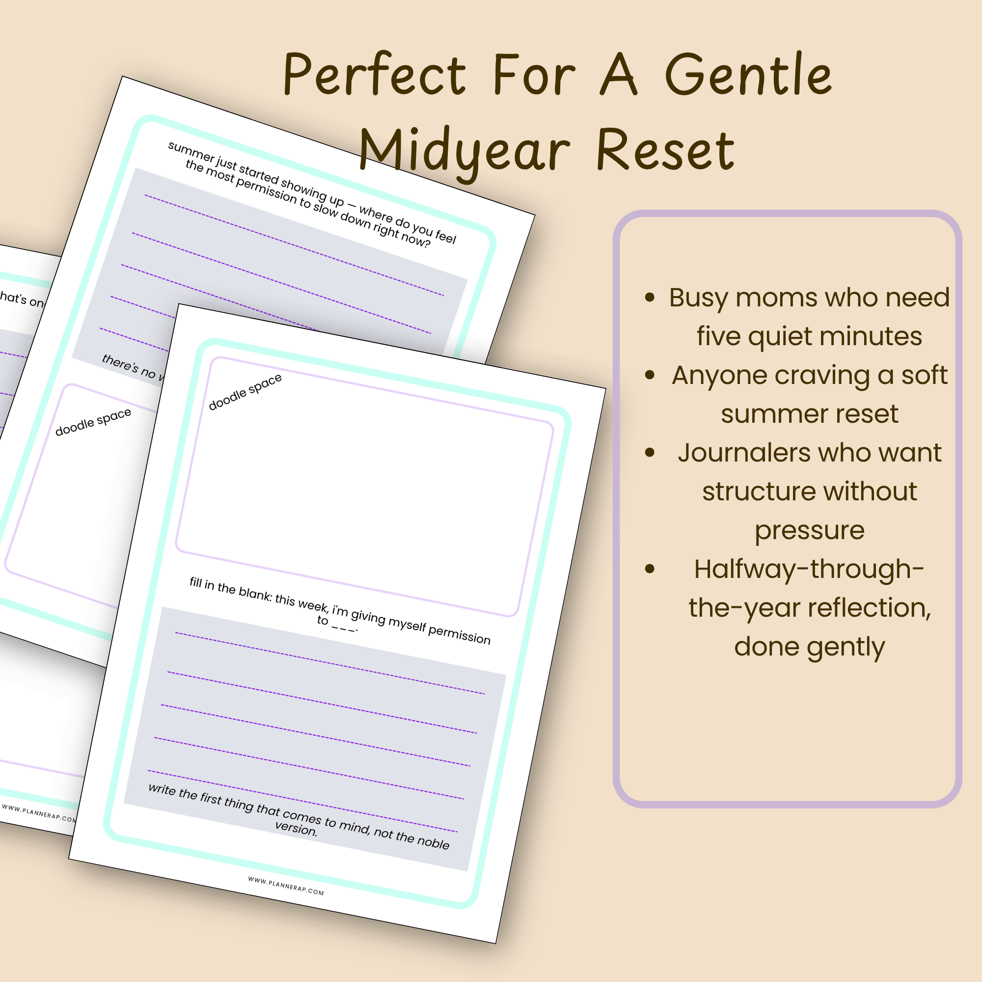 Use-case slide showing the July journal pages, highlighting who the monthly reset journal is designed for.