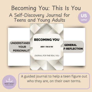 Cover slide for Becoming You: Book 1, a self-discovery journal for teens and young adults.