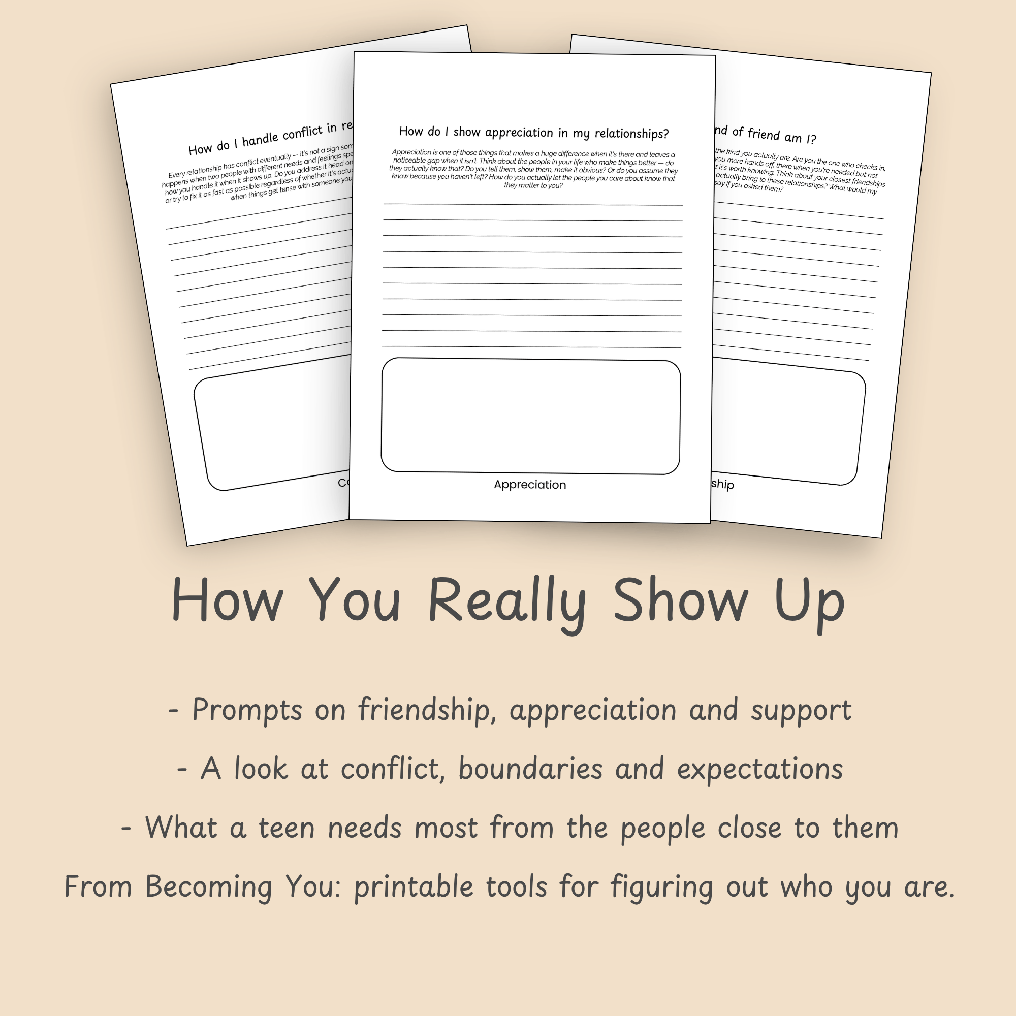 Slide explaining the journal covers how you treat other people and how you treat yourself as two connected sides of the same journal.