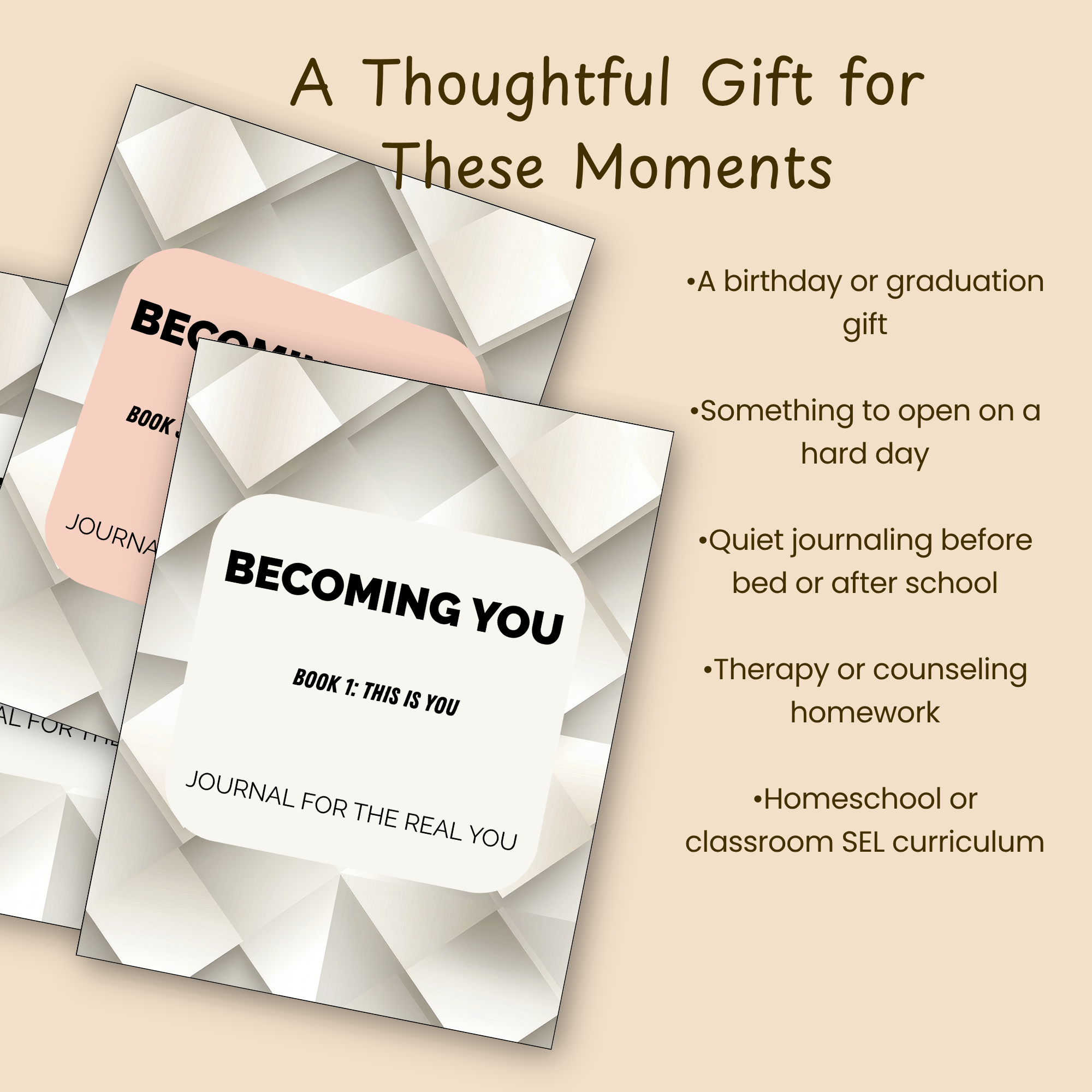 Occasion slide listing thoughtful moments to give this gift — birthdays, graduations, hard days, therapy homework, and homeschool or classroom SEL use.