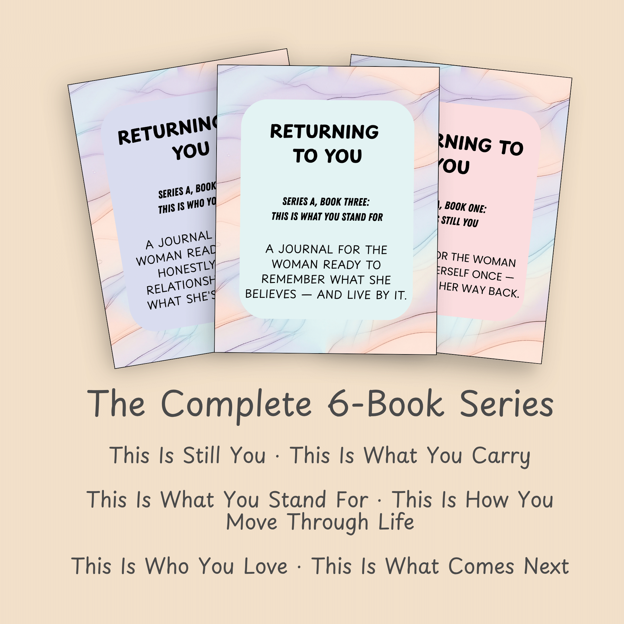 Covers from the Returning to You journal series above the titles of all six books in the bundle.