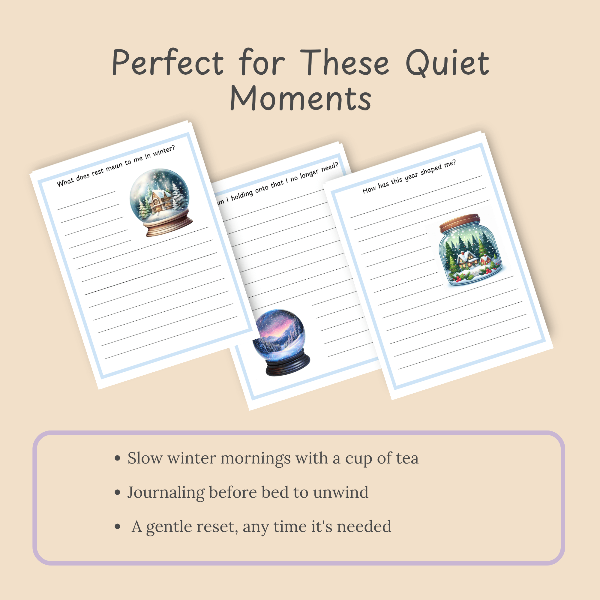 Perfect for These Quiet Moments: Occasion slide for winter mornings, bedtime journaling, and gentle resets.