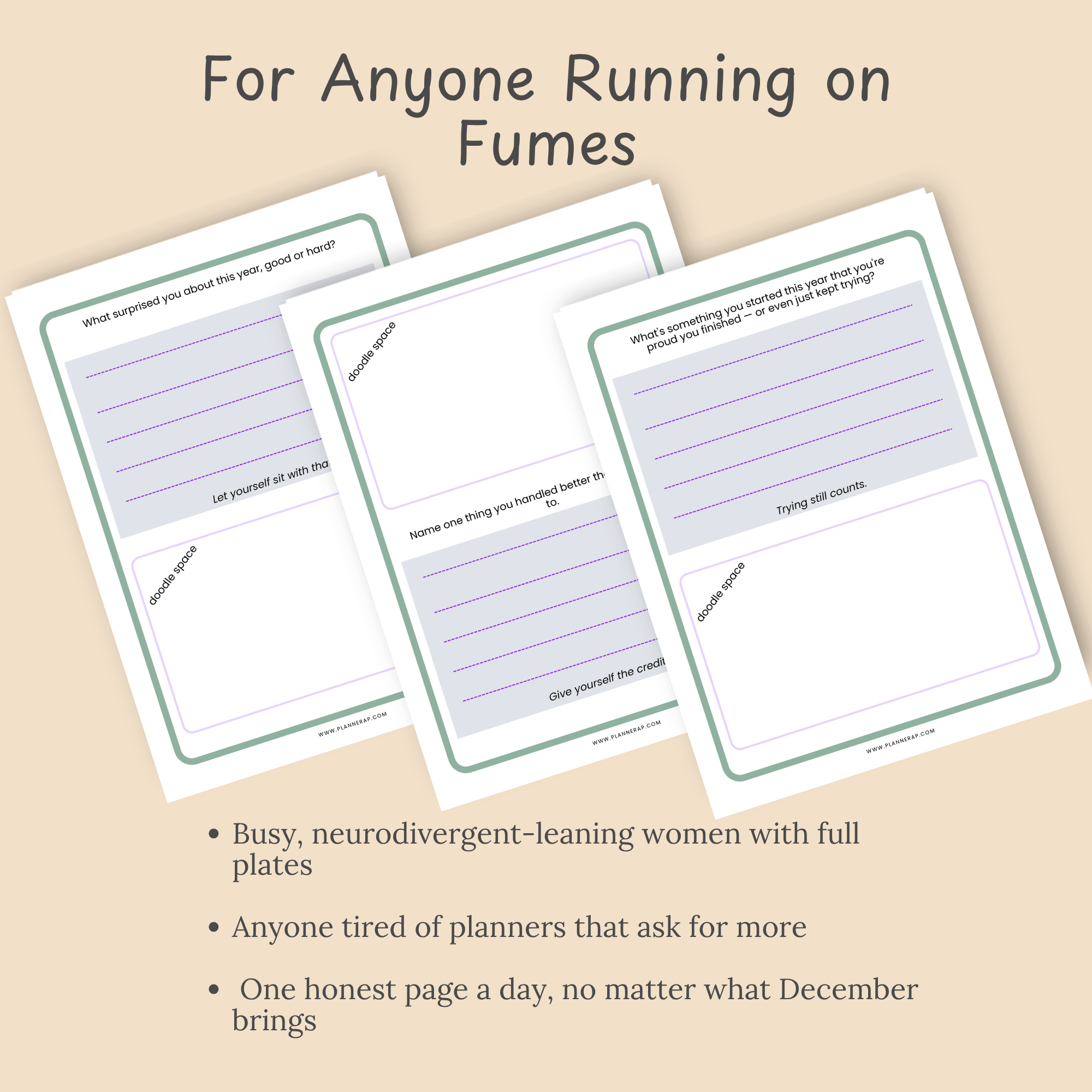 For Anyone Running on Fumes: Audience callout for busy, neurodivergent-leaning women who want quiet processing time.