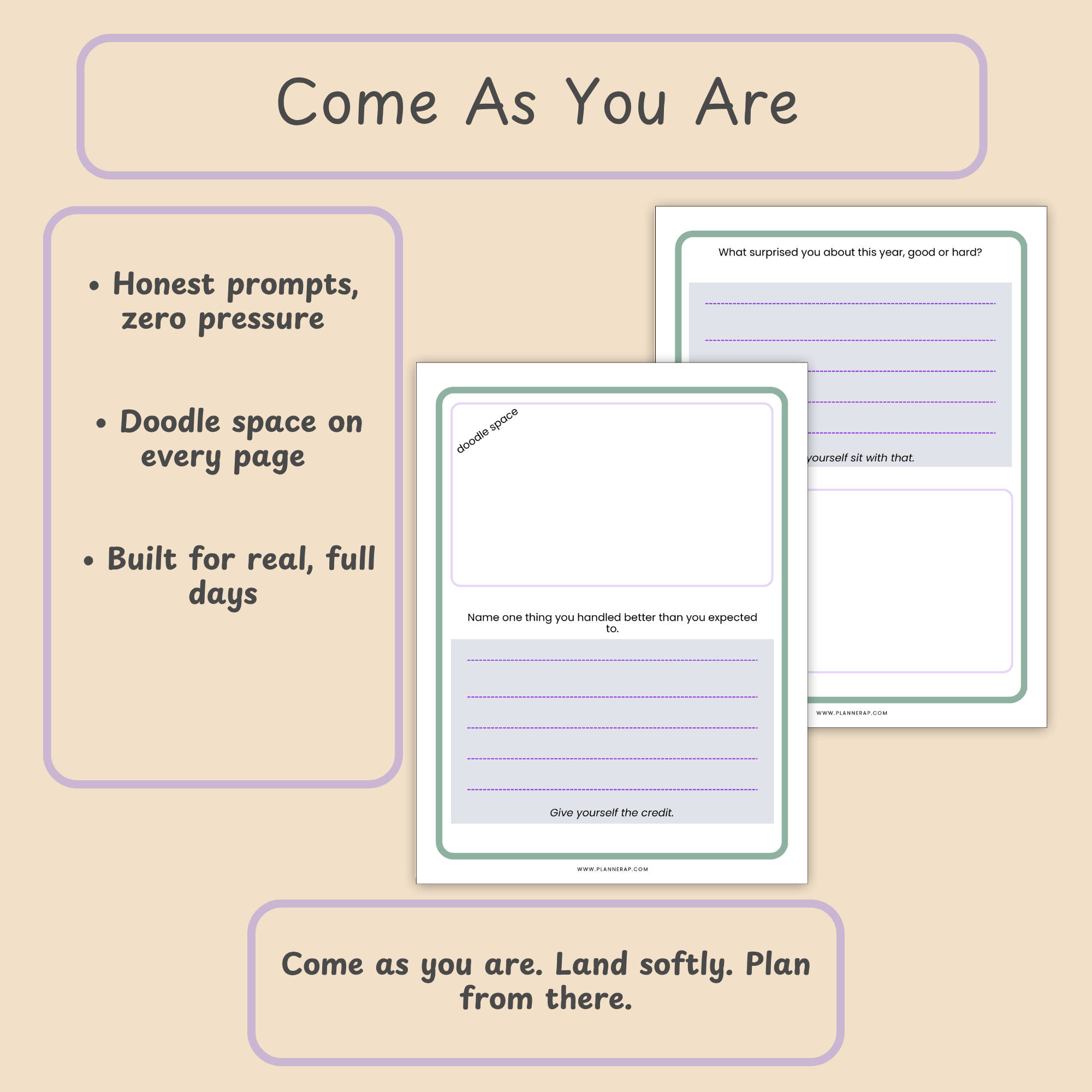 Come As You Are: Closing brand slide with the PlannerAP tagline.