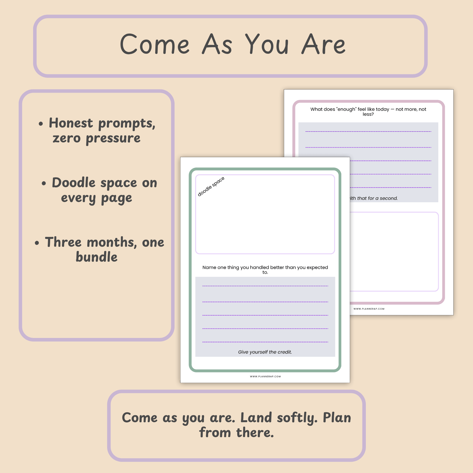 Come As You Are: Closing brand slide with the PlannerAP tagline.