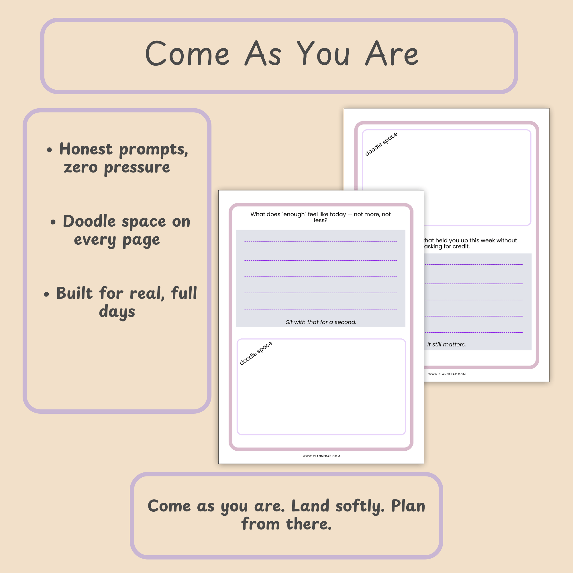 Come As You Are: Closing brand slide with the PlannerAP tagline.