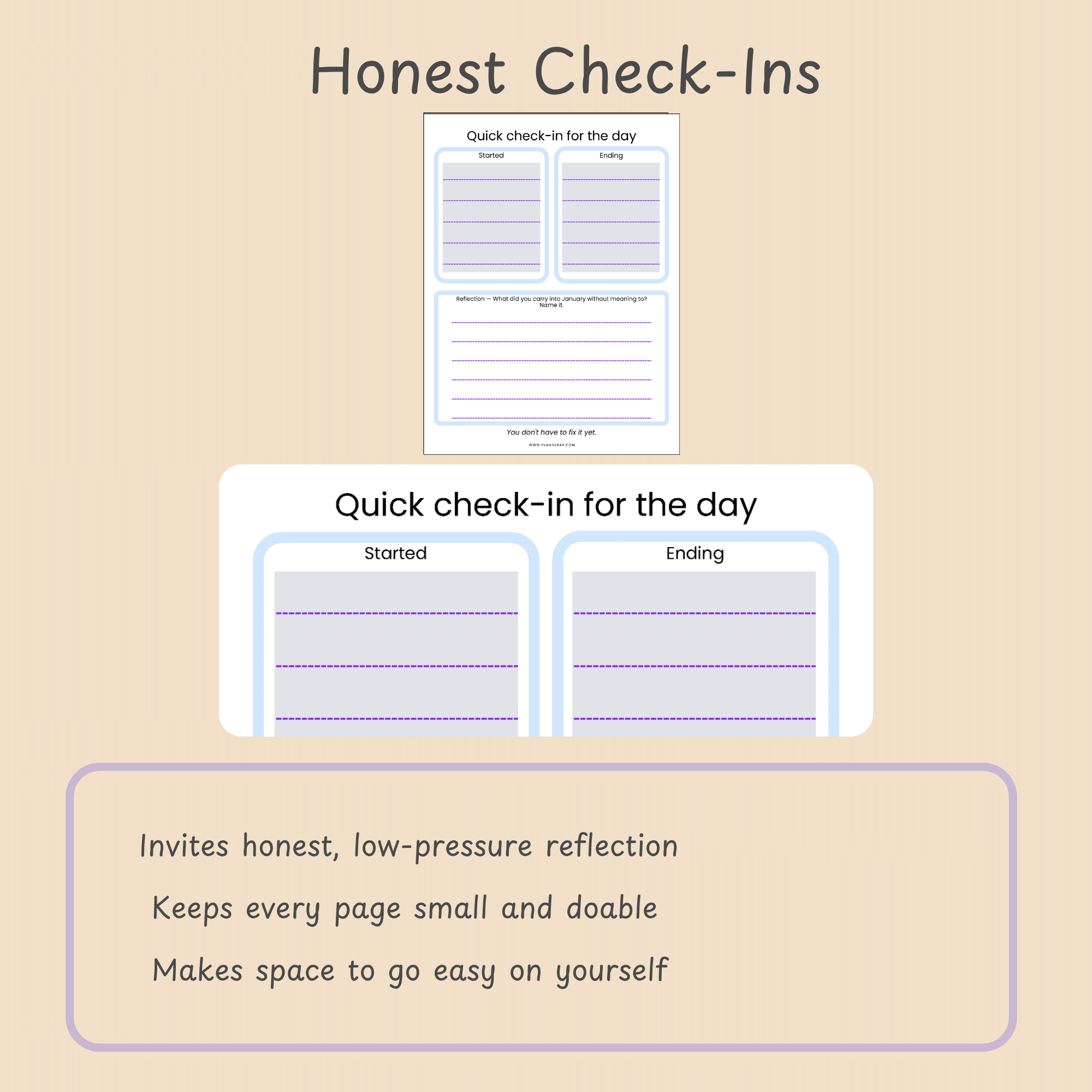 Slide with three bullets on how the February prompts invite honest, low-pressure reflection.